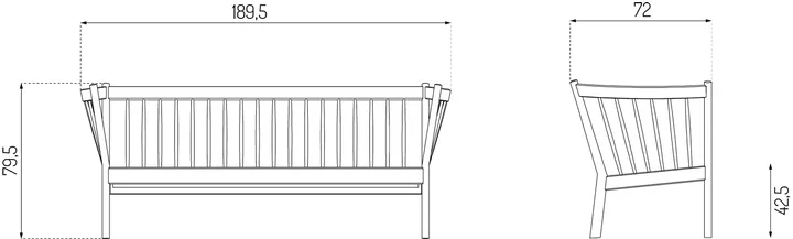 J149 soffa - Läder cognac-lackerad ek, 3-sits - FDB Møbler