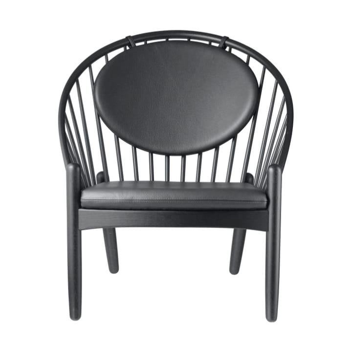 J166 Jørna stol - Oak black painted-black leather - FDB Møbler