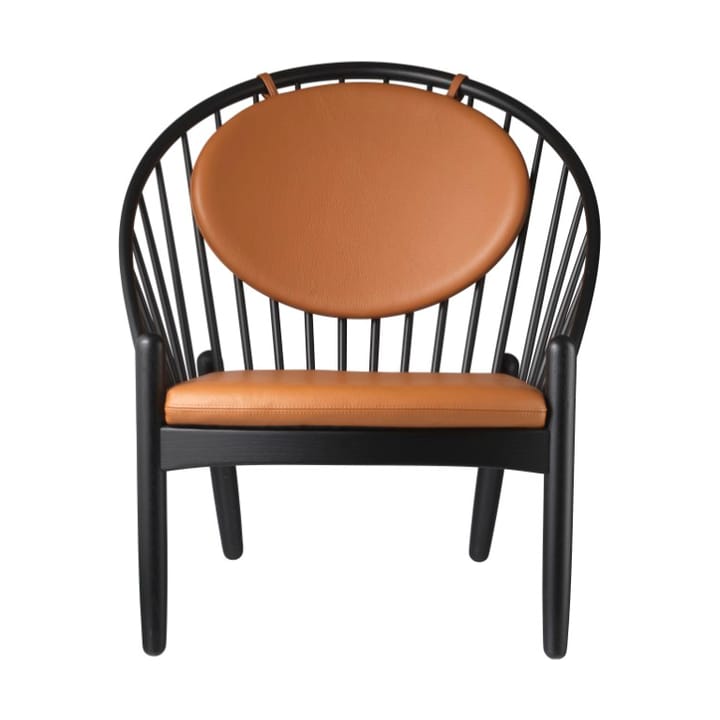 J166 Jørna stol - Oak black painted-cognac leather - FDB Møbler