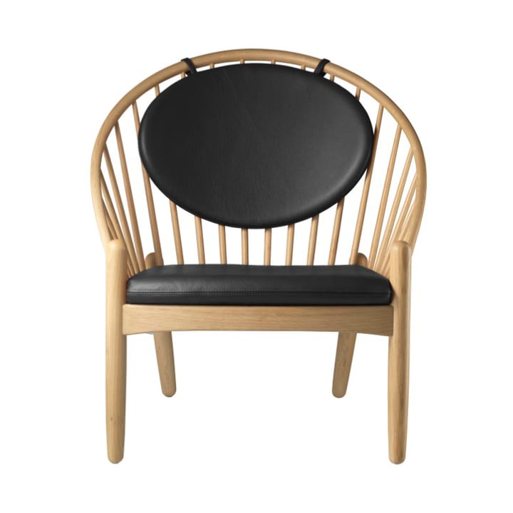 J166 Jørna stol - Oak nature lacquered-black leather - FDB Møbler