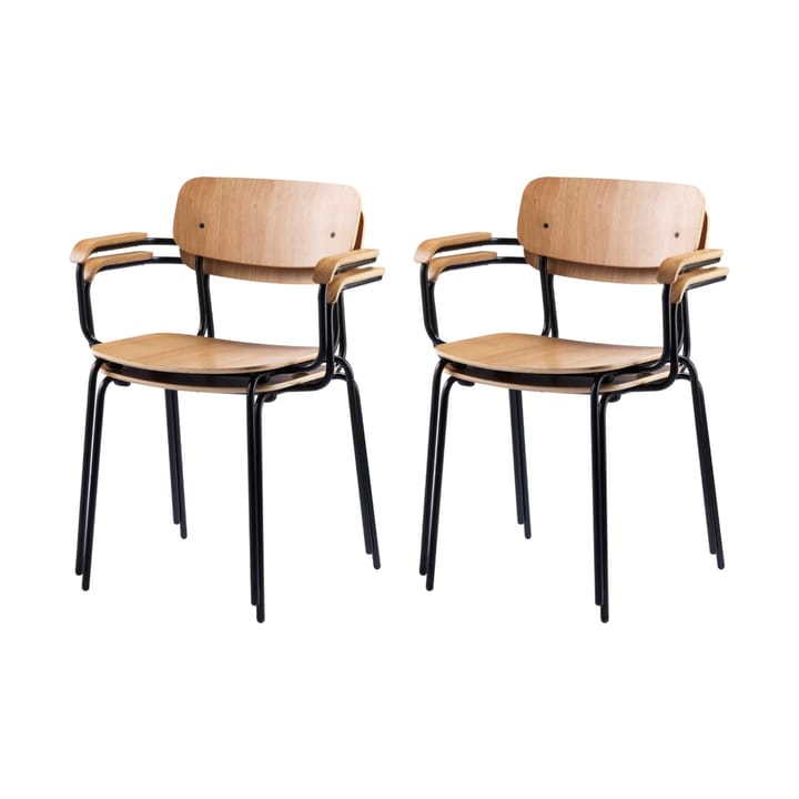 J183 Holmen karmstol 4-pack, Oak veneer-black legs FDB Møbler