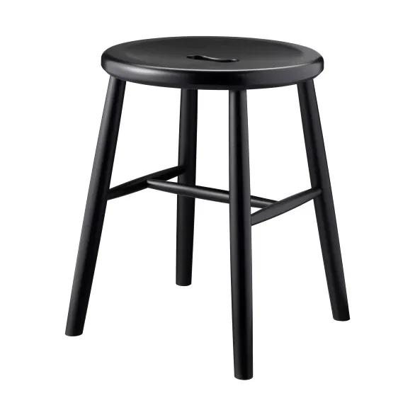 J27 rund pall, Beech black painted, Ø35x45,5 cm FDB Møbler