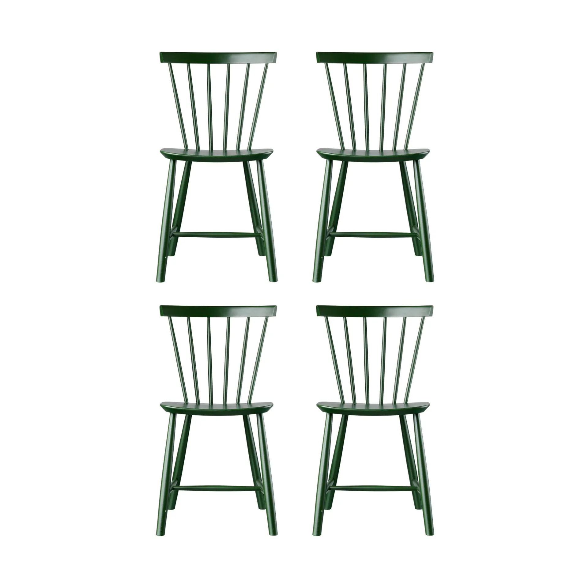 J46 stol, Beech bottle green painted, 4-pack FDB Møbler