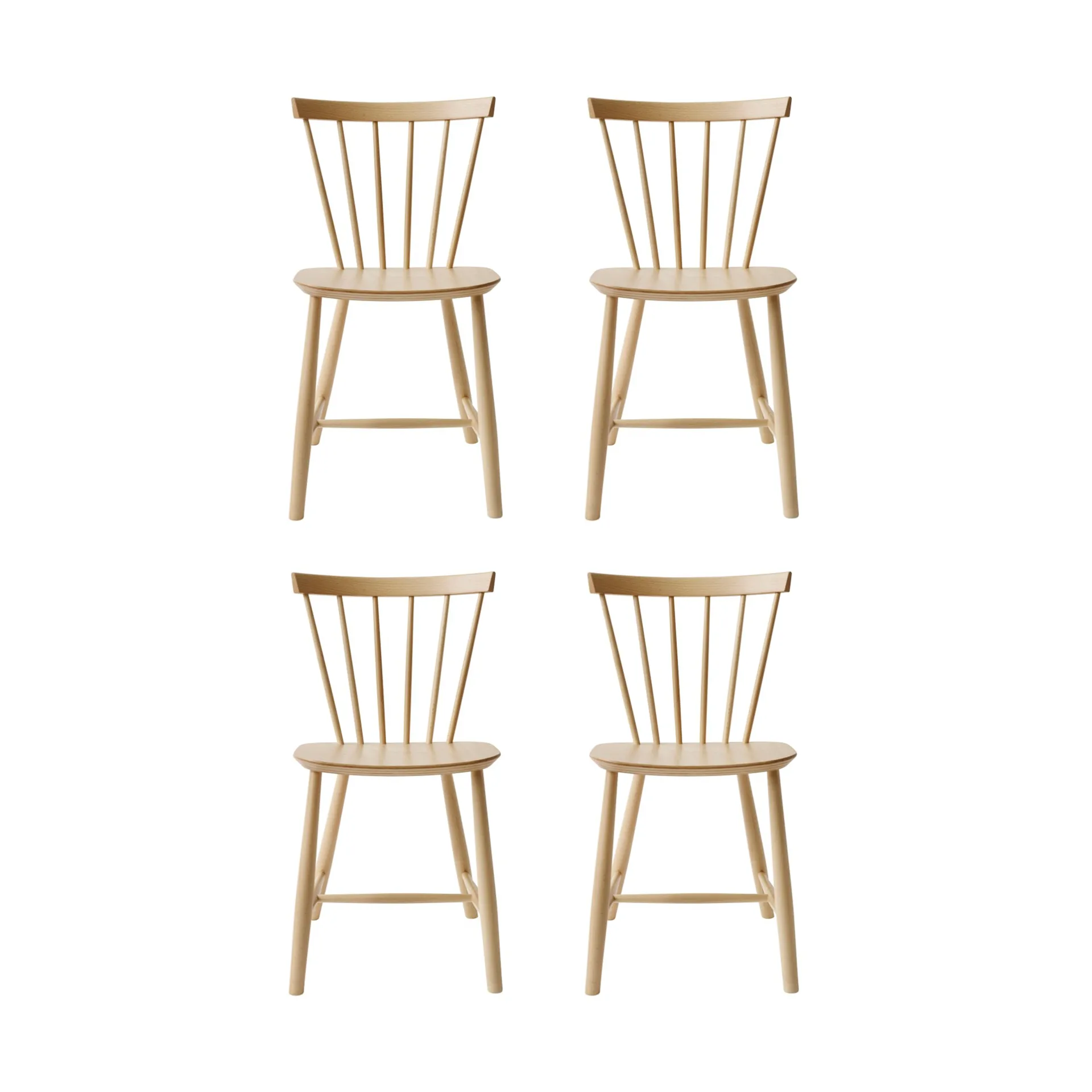 J46 stol, Beech nature lacquered, 4-pack,  FDB Møbler