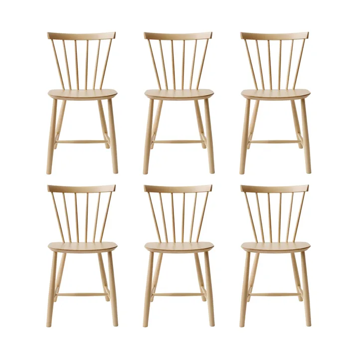 J46 stol, Beech nature lacquered, 6-pack - FDB Møbler