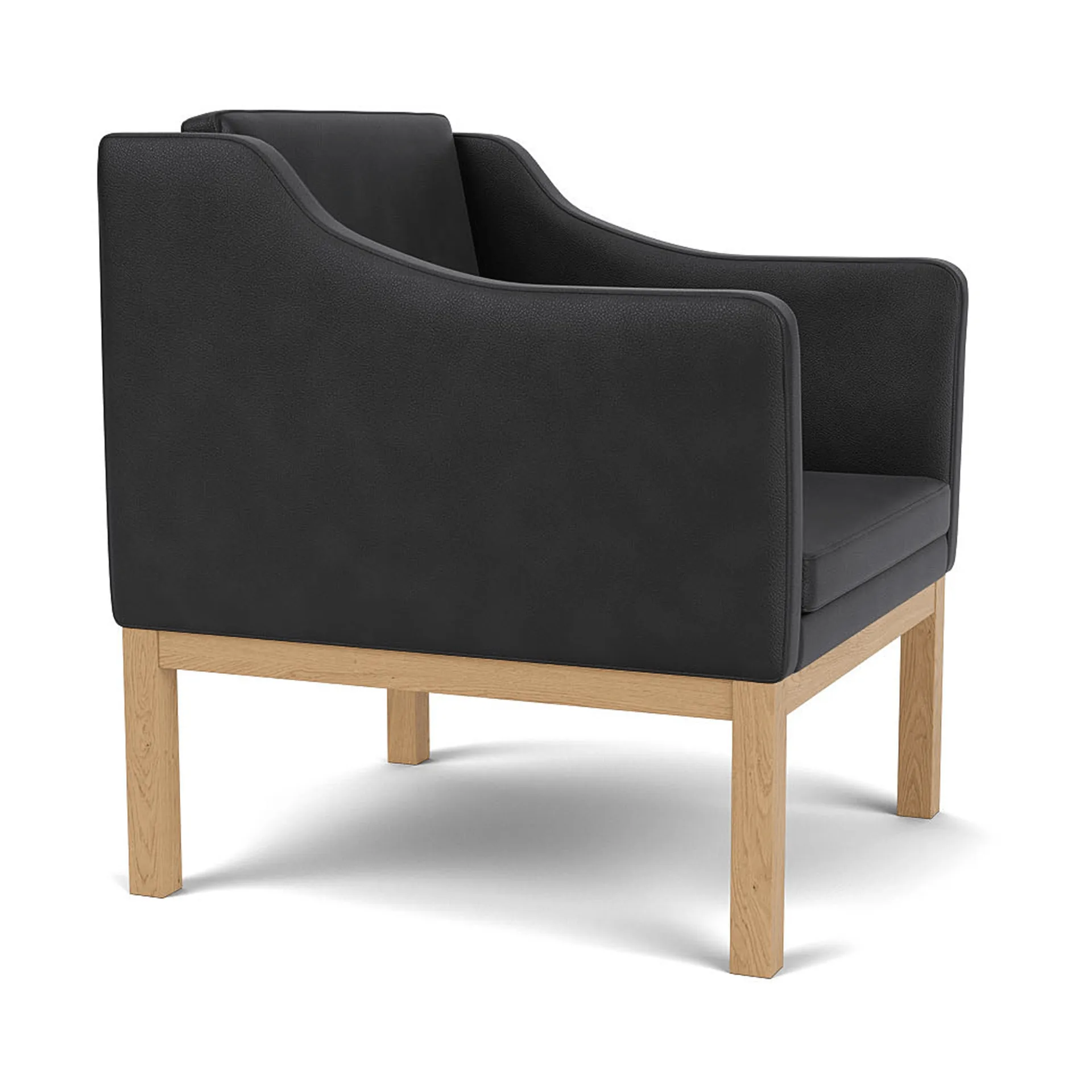L46 MK155 easy chair karmstol, Lackerad ek-läder svart FDB Møbler