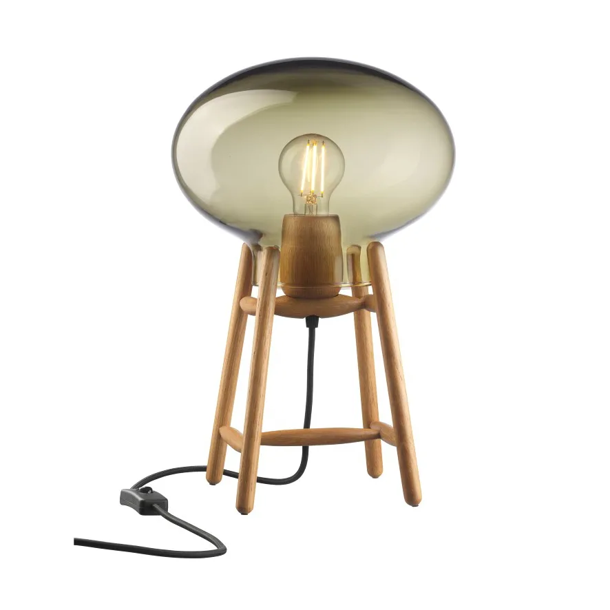 U4 Hiti bordslampa, Smoked glass-oak nature lacquered FDB Møbler