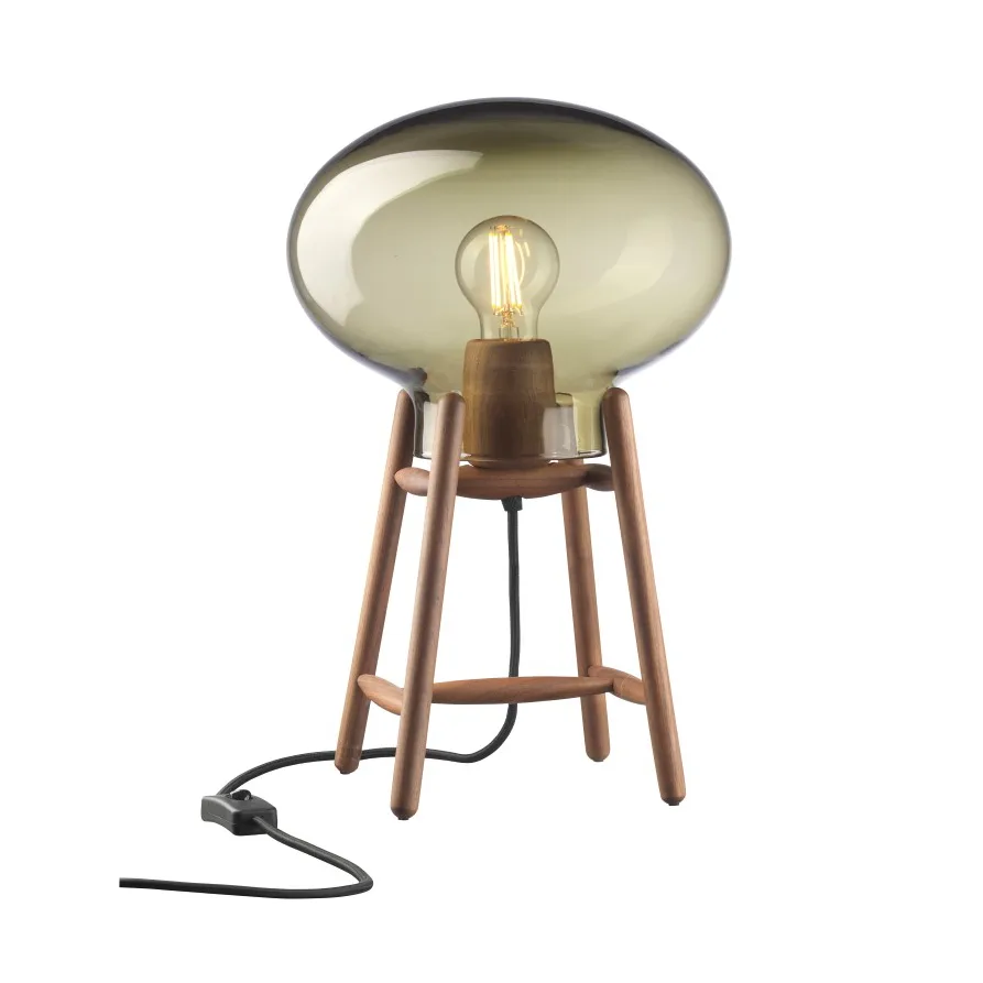 U4 Hiti bordslampa, Smoked glass-walnut nature lacquered FDB Møbler