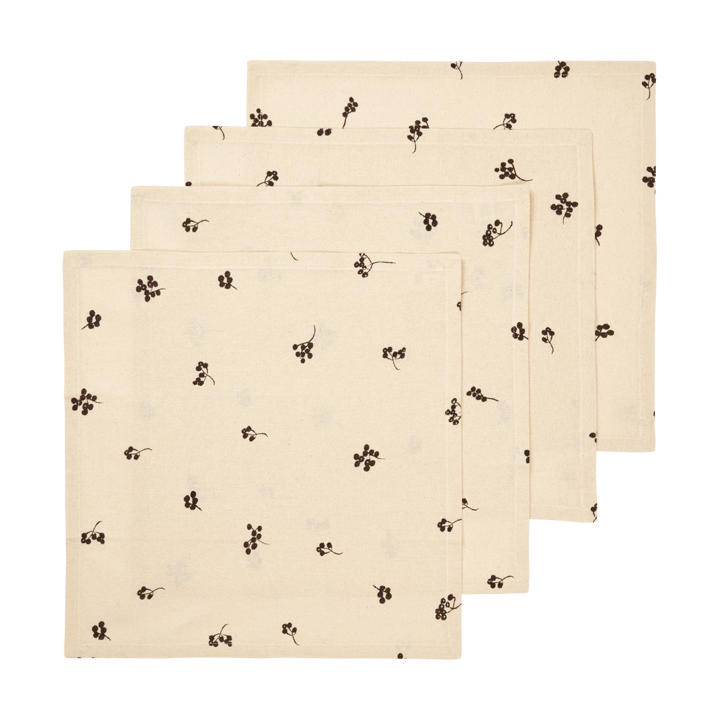 Baies bomullsservett 40x40 cm 4-pack - Natural-dark chocolate - Ferm Living