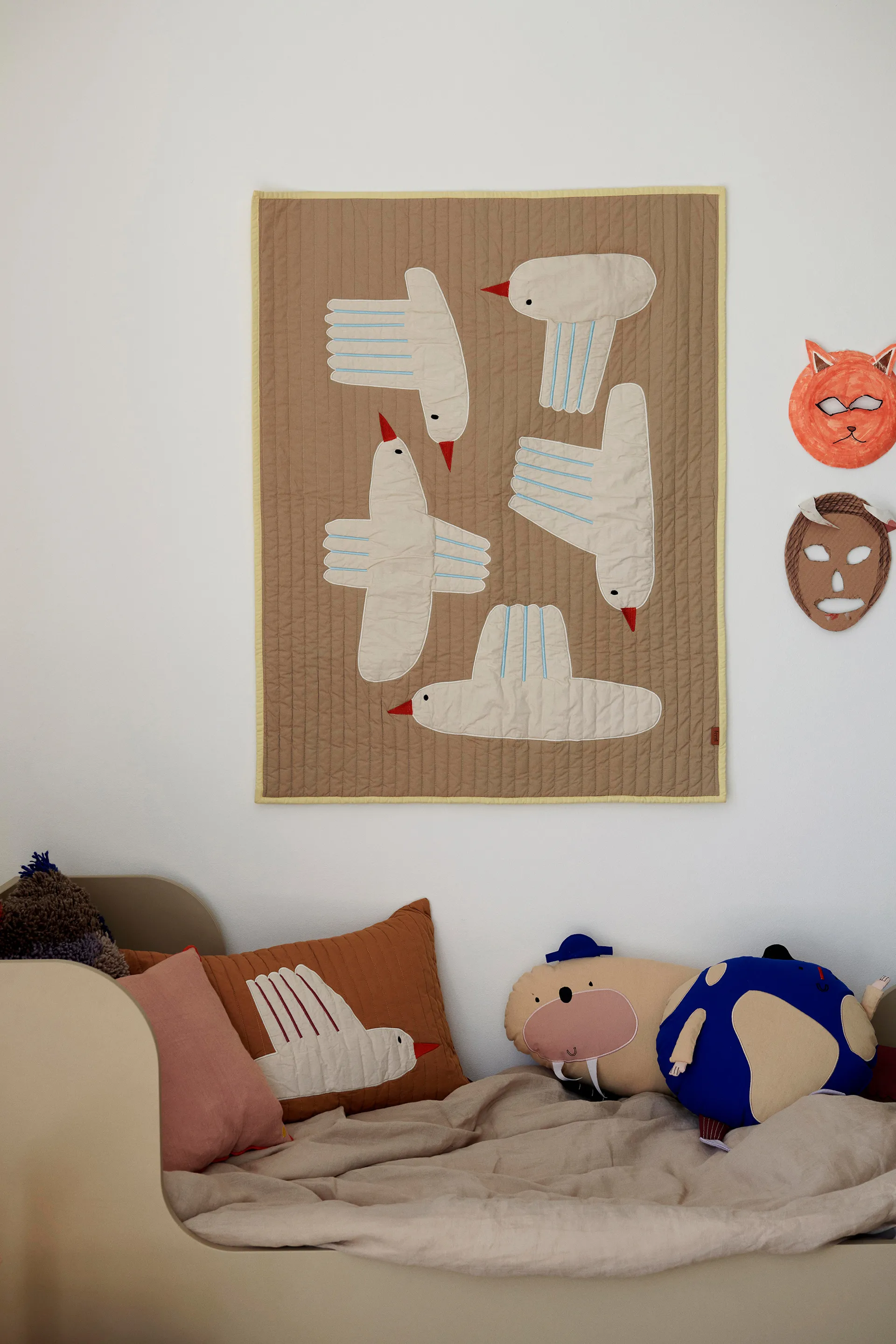 Bird quiltad filt, Beige Ferm Living