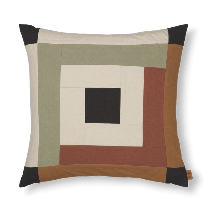 Border patchwork kuddfodral 50x50 cm - Dark sage-red brown - Ferm Living