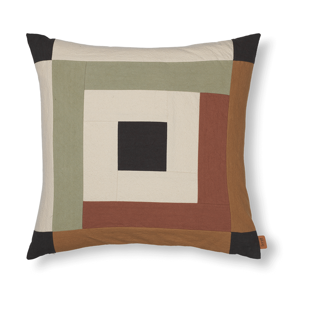 Ferm Living Border patchwork kuddfodral 50x50 cm Dark sage-red brown