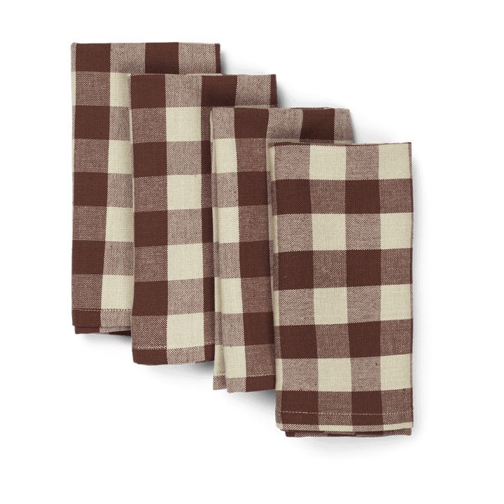 Bothy Check bomullsservett 40x40 cm 4-pack - Cinnamon-grey green - Ferm Living