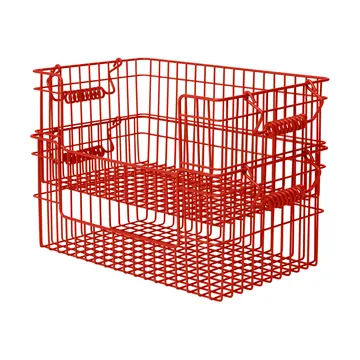 Cala stapelbar korg 2-pack - Poppy red, 28,7x18x13 cm - Ferm Living