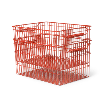 Cala stapelbar korg 2-pack - Poppy red, 36,2x26,2x20,2 cm - Ferm Living