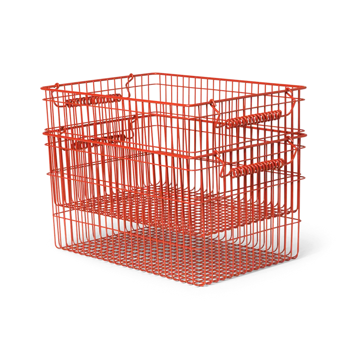 Cala stapelbar korg 2-pack - Poppy red, 36,2x26,2x20,2 cm - Ferm Living