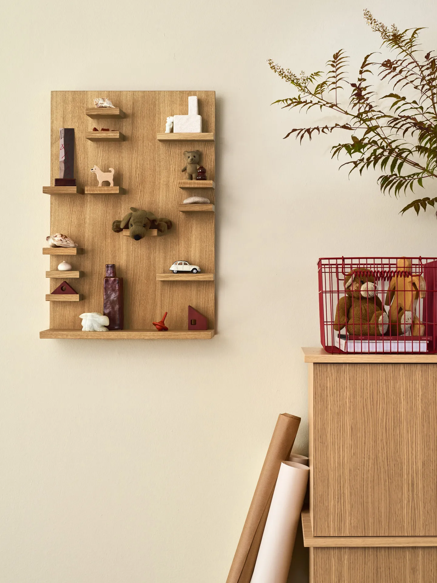 Cala stapelbar korg 2-pack, Poppy red, 36,2x26,2x20,2 cm Ferm Living