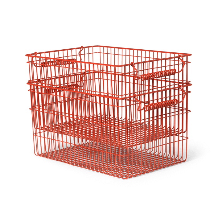 Cala stapelbar korg 2-pack - Poppy red - Ferm Living