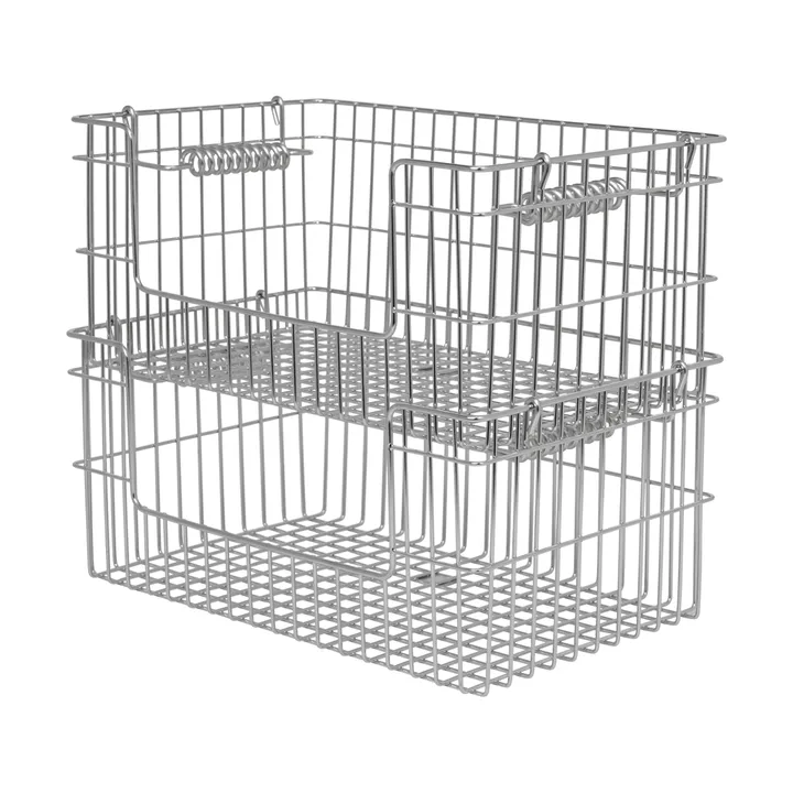 Cala stapelbar korg 2-pack - Stainless Steel, 28,7x18x13 cm - Ferm Living