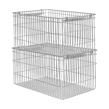 Cala stapelbar korg 2-pack - Stainless Steel, 36,2x26,2x20,2 cm - Ferm Living