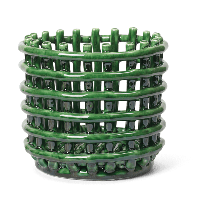 Ceramic flätad korg Ø16 cm - Emerald Green - Ferm Living