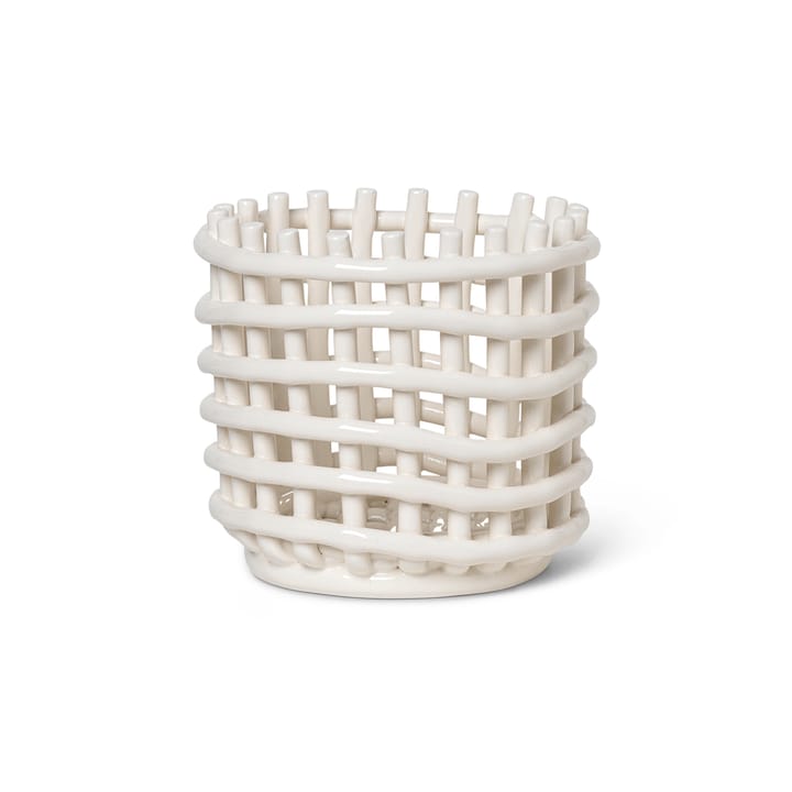 Ceramic flätad korg Ø16 cm - Off white - Ferm Living