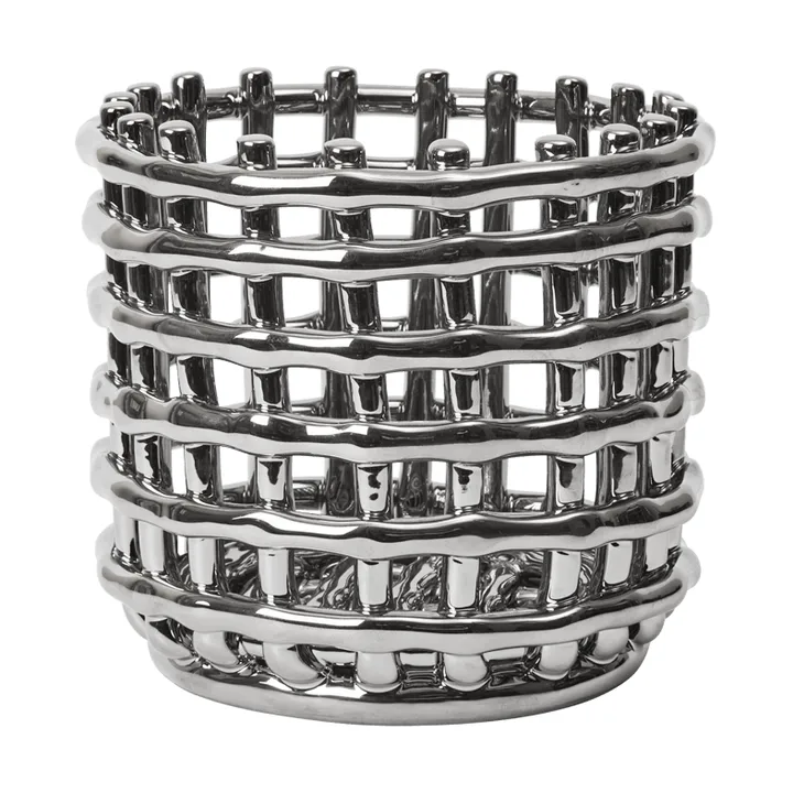 Ceramic flätad korg Ø16 cm - Silver - Ferm Living