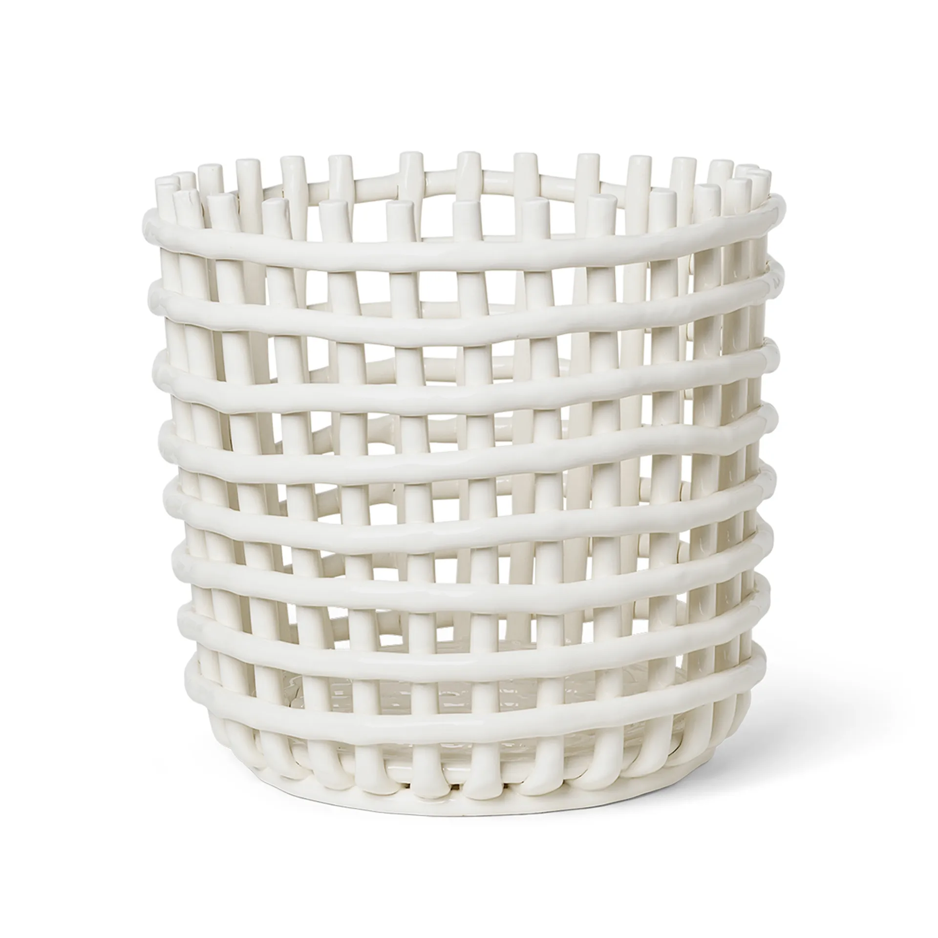Ceramic flätad korg Ø35 cm, Off white Ferm Living