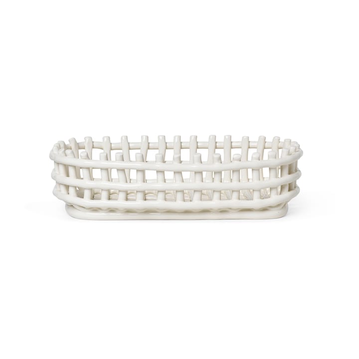Ceramic flätad korg oval 15x30 cm - Off white - Ferm Living