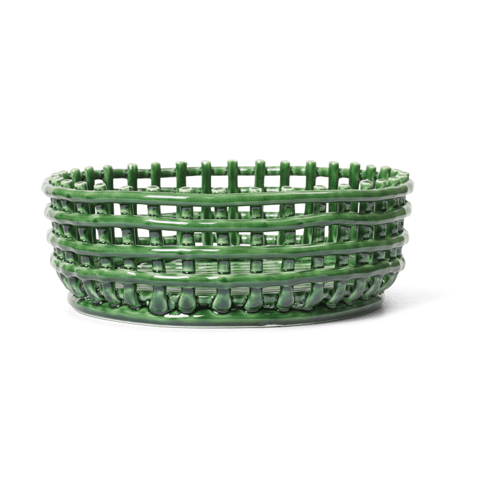 Ceramic flätad skål - Emerald Green - Ferm Living