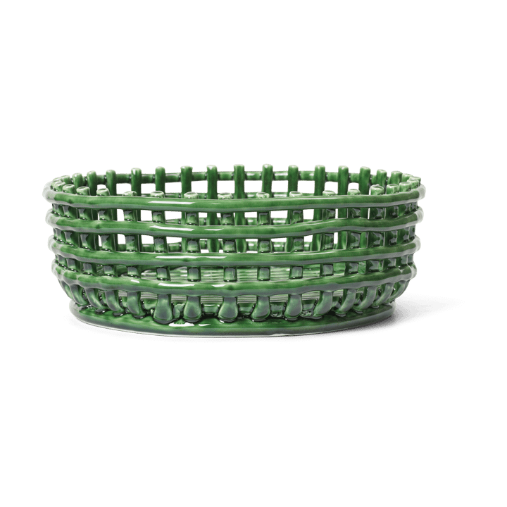 Ceramic flätad skål - Emerald Green - Ferm LIVING