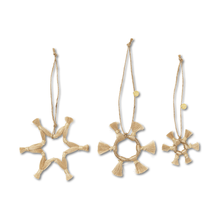 Ferm Living Jute Stars julgranshänge 3 delar - Natural - Ferm Living
