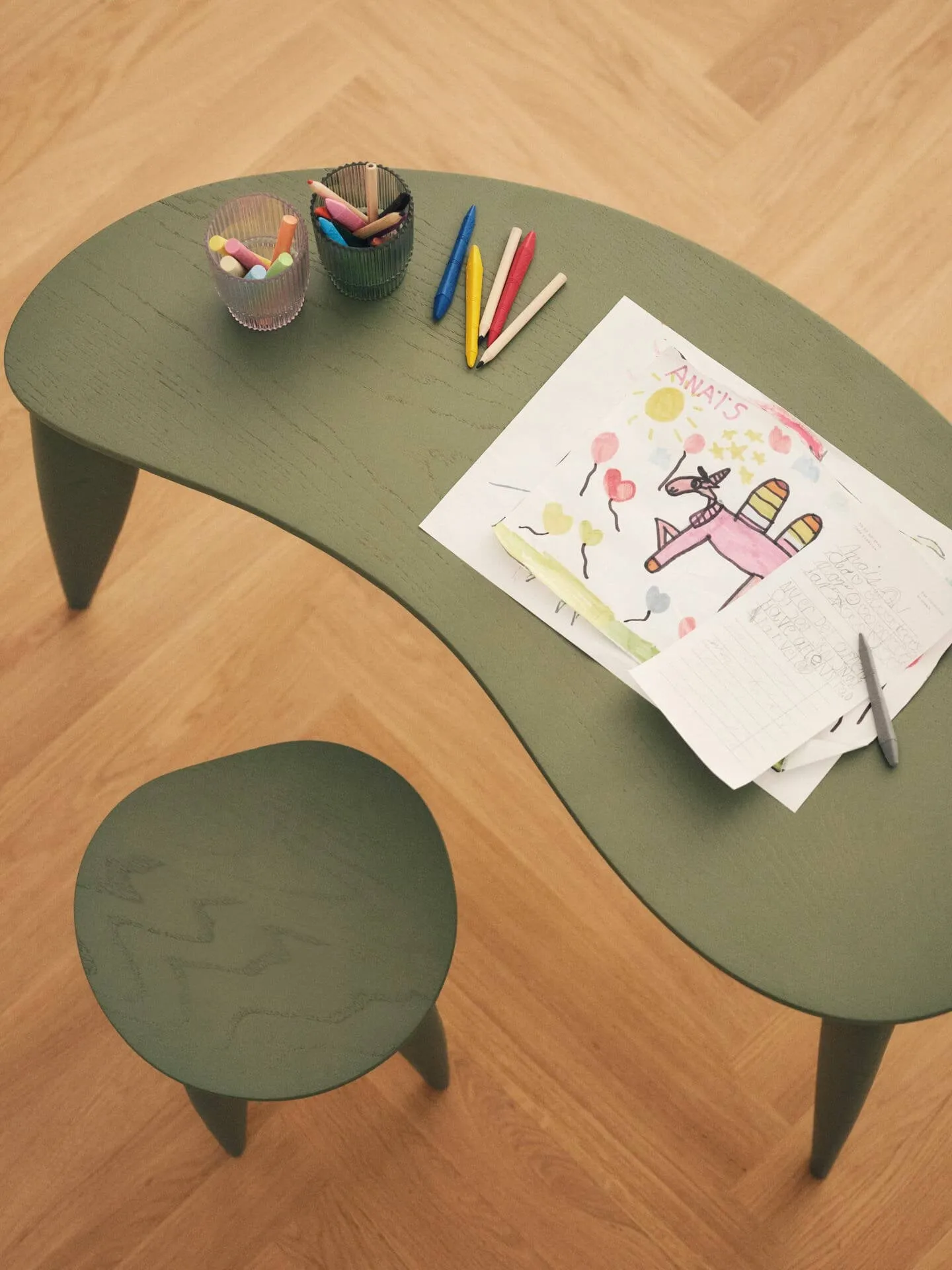 Feve kids rund pall, Elm green Ferm Living