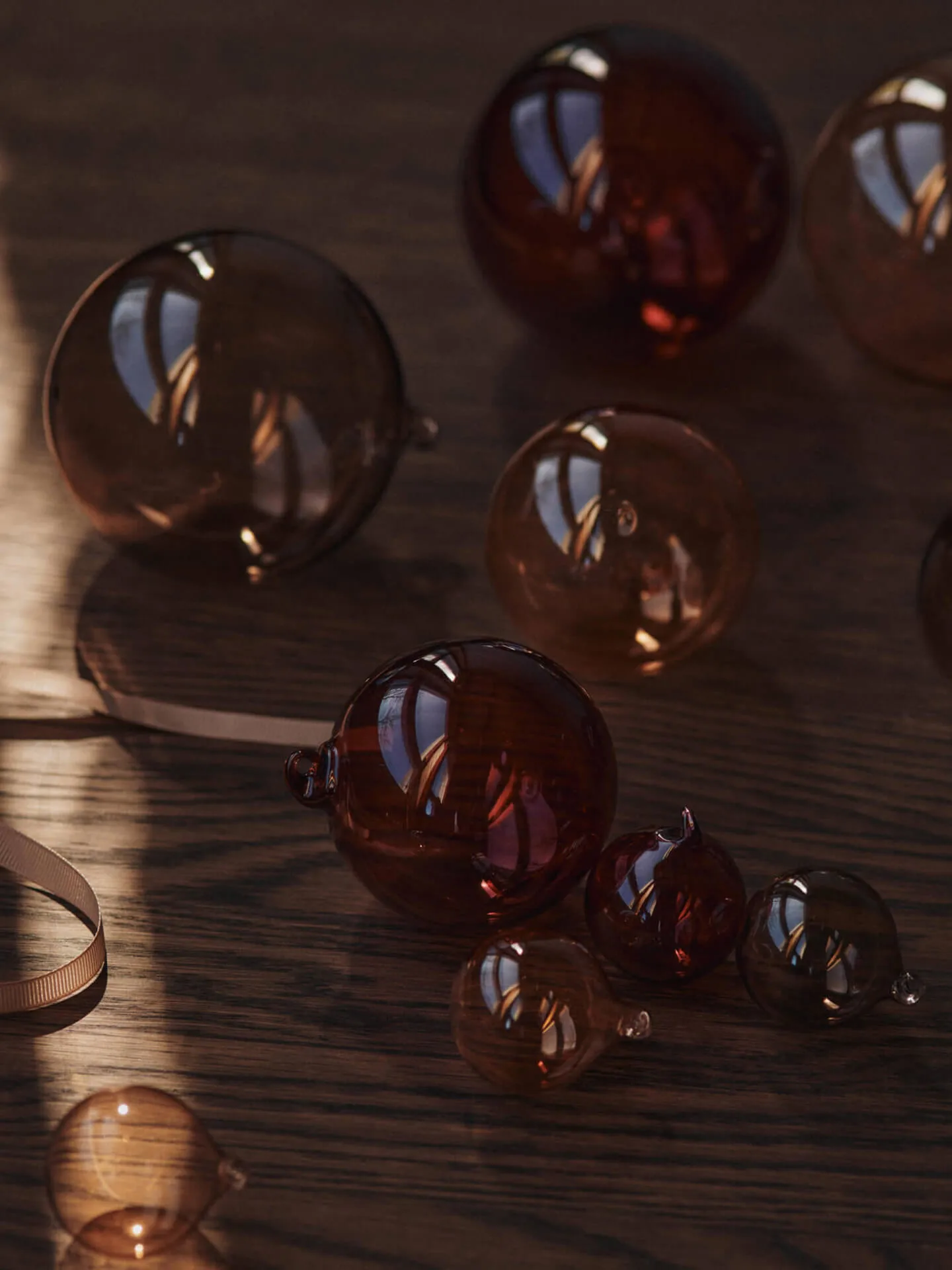 Glass bauble julkulor M Ø8 cm 3 delar, Roseate Translucent Ferm Living