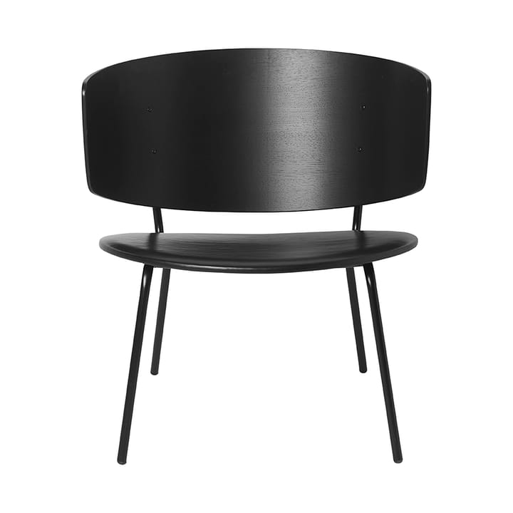 Herman loungestol med stoppad sits - svart med lädersits - Ferm LIVING