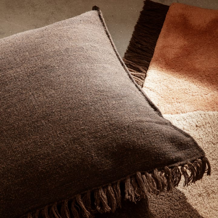 Kelim kudde med fransar L 80x80 cm, Dark melange Ferm Living
