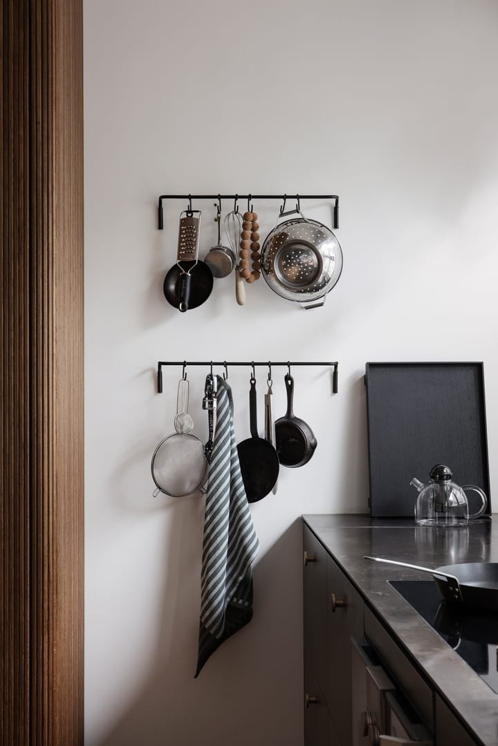 Kitchen köksstång med 6 st krokar, Svart mässing Ferm Living
