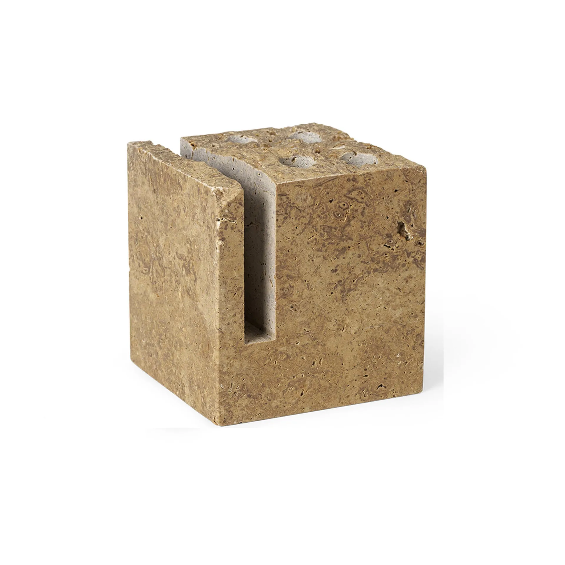 Klint pennhållare 9x9 cm, Beige travertin Ferm Living