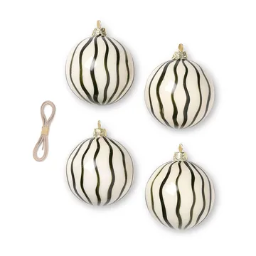 Lines julkulor Ø8 cm 4-pack - Grön - Ferm Living