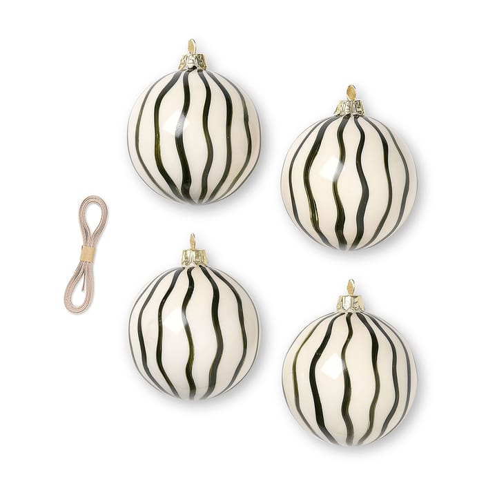 Lines julkulor Ø8 cm 4-pack - Grön - Ferm Living