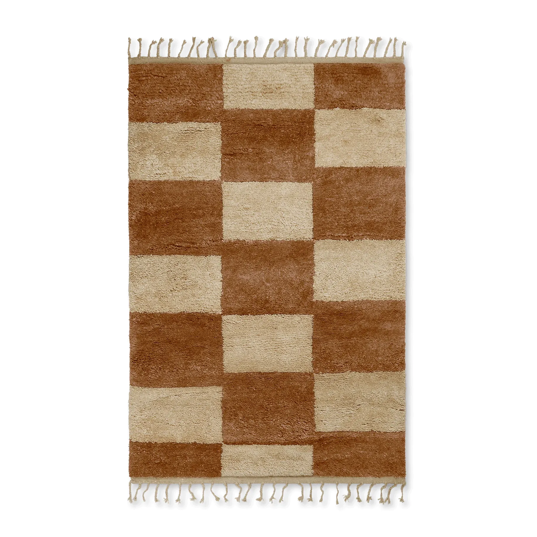 Mara handknuten matta 120x180 cm, Dark Brick-off-white Ferm Living