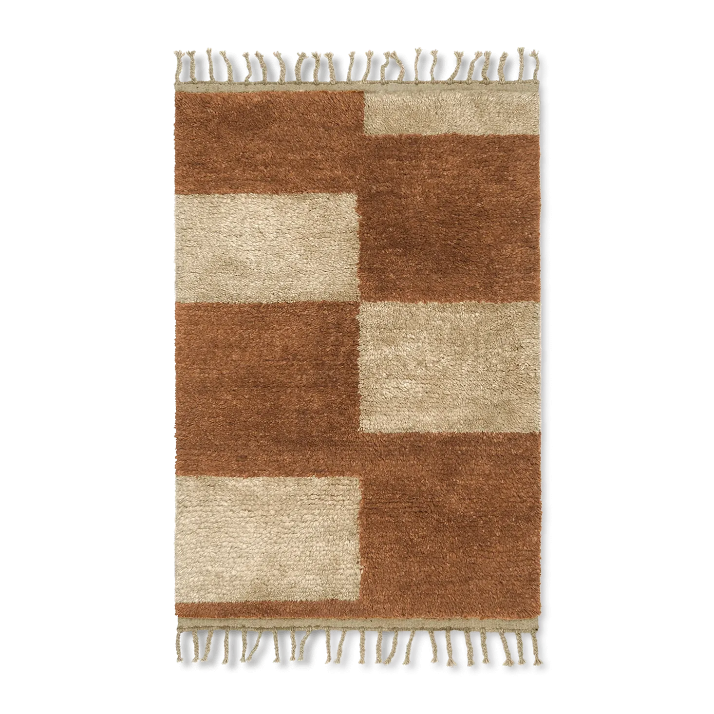 Mara handknuten matta 80x120 cm, Dark Brick-off-white Ferm Living