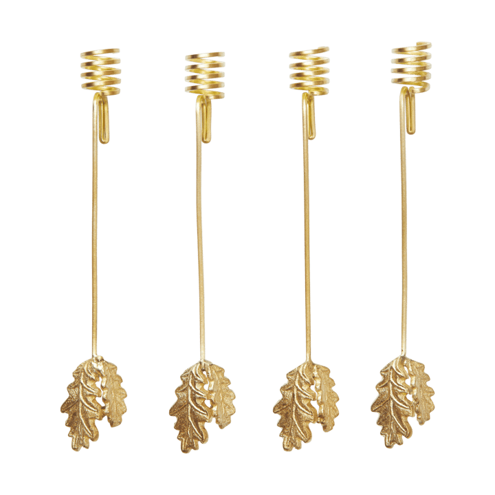 Oak leaf christmas tree ljusstake 4-pack - Brass - Ferm Living