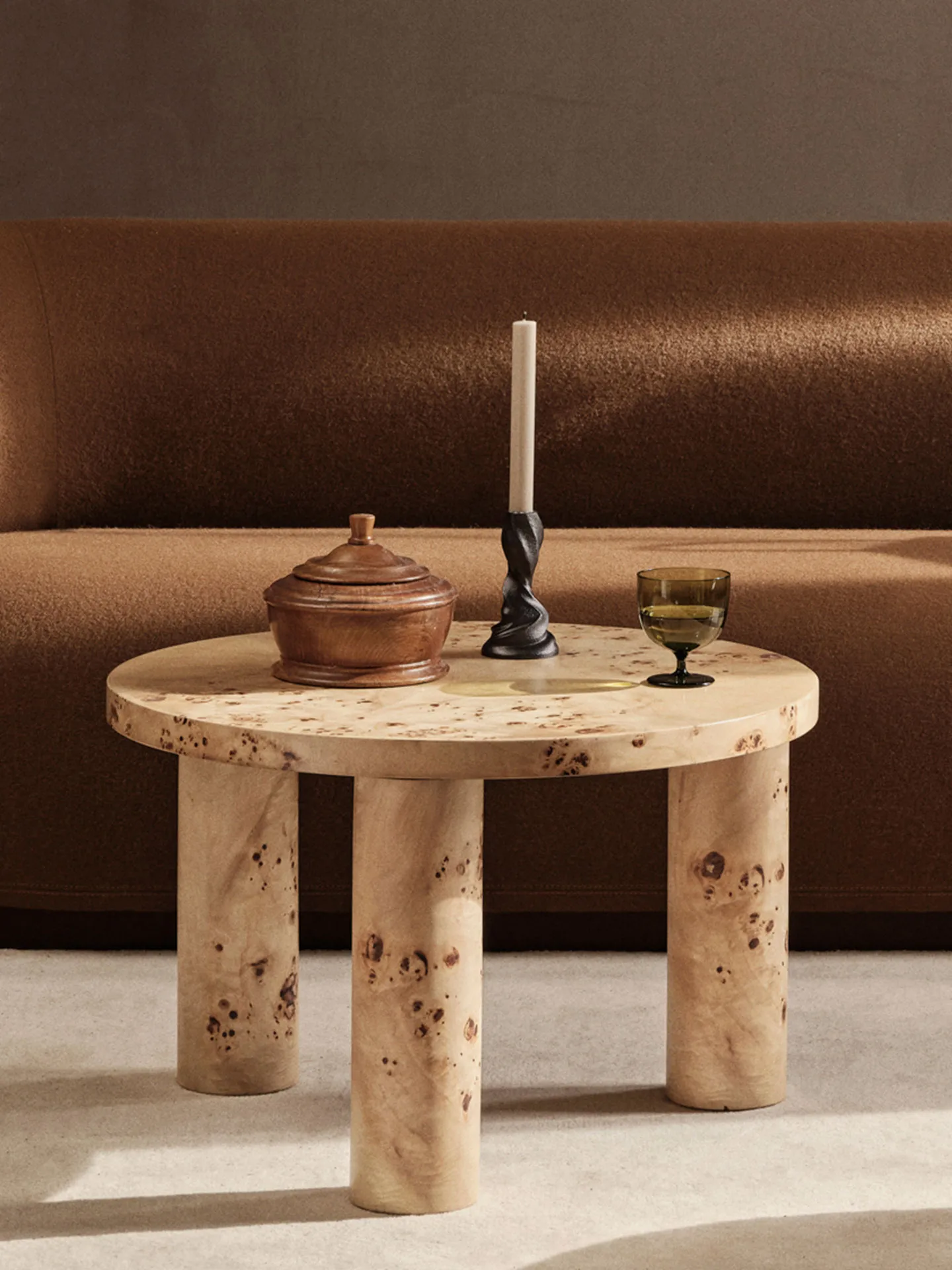 Post soffbord small Ø65 cm, Burl veneer Ferm Living