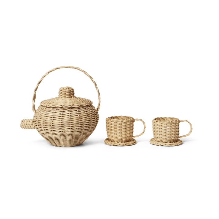 Rattan teservis 3 delar - Natural - Ferm Living