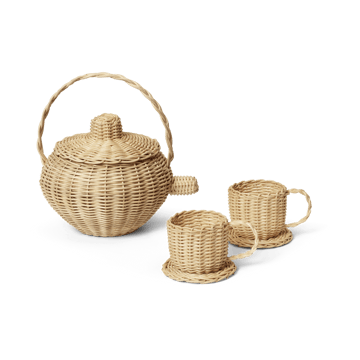 Rattan teservis 3 delar - Natural - Ferm Living