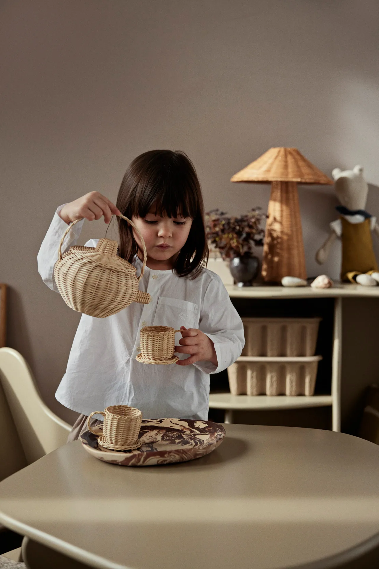 Rattan teservis 3 delar, Natural Ferm Living