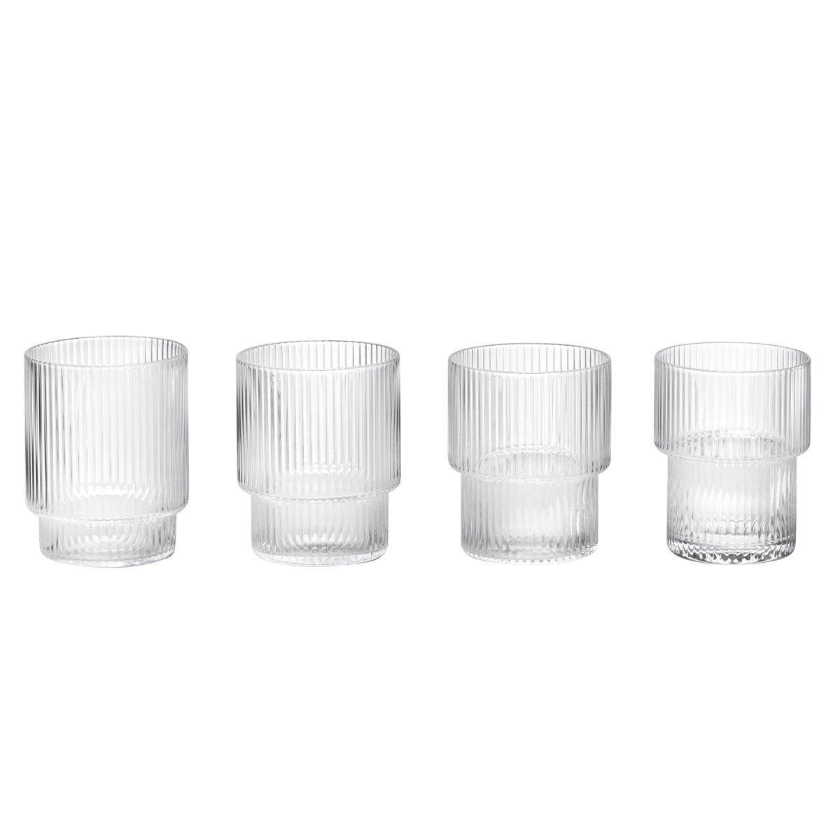 Ferm Living Ripple glas 4-pack klar | Skandinavisk Design | Dricksglas | Transparent