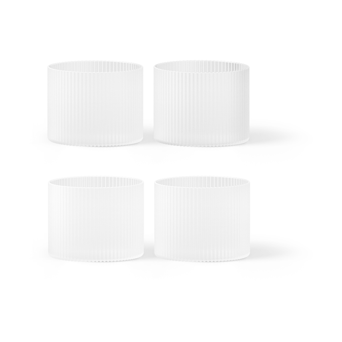 Ferm Living Ripple glas lågt 4-pack Frosted | Skandinavisk Design | Dricksglas | Vit