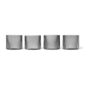 Ripple glas lågt 4-pack - Smoked Grey - Ferm Living
